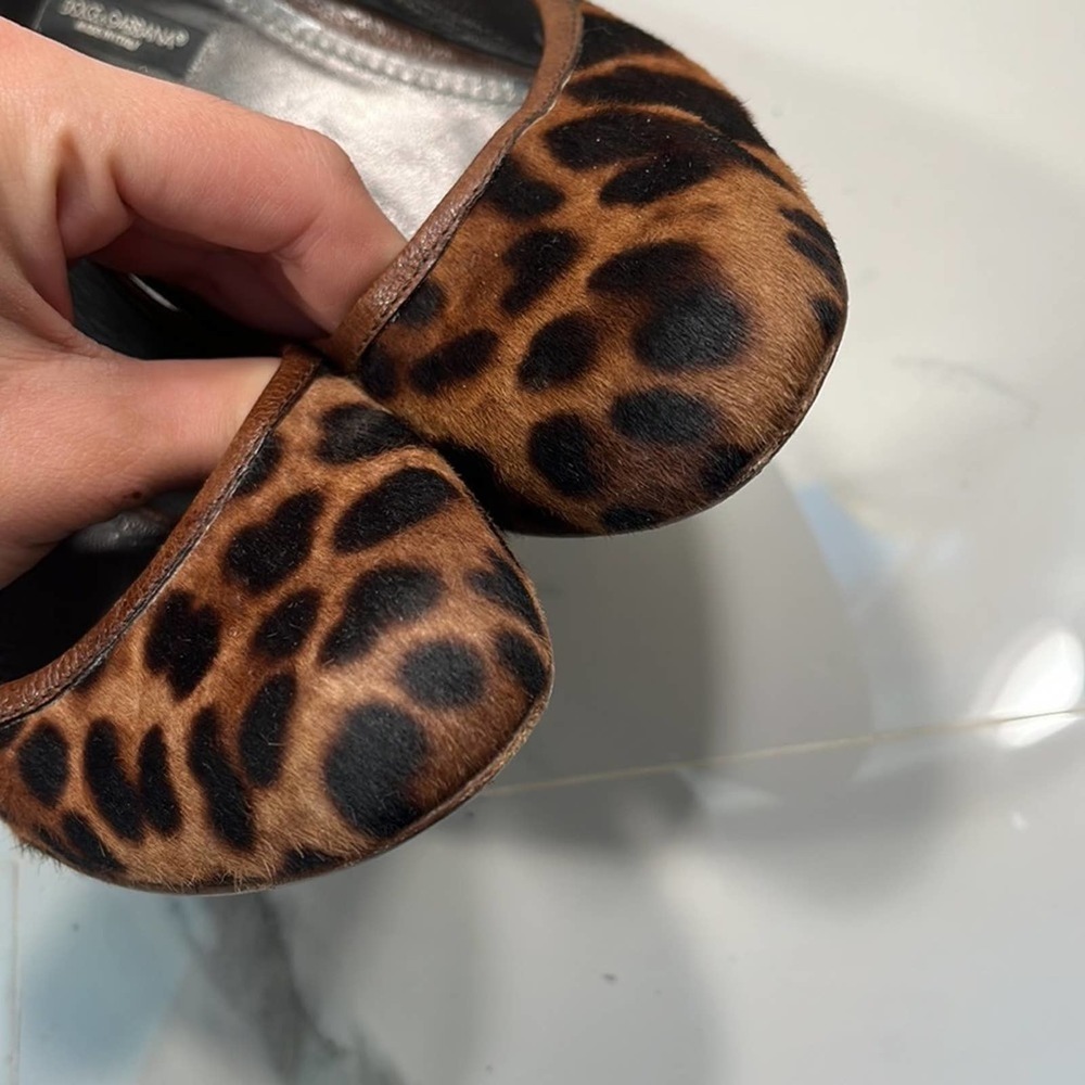 Dolce & Gabbana Leopard print Hair Pumps Brown Black Round Toe Heels 7.5 / 37.5 - Picture 8 of 9